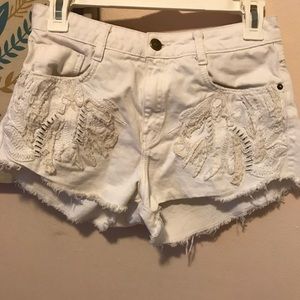 Zara White Denim Shorts